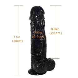 FANBO@ 11in Naturalistic Distaff Relax Massager for Women - Double Pleasure Toy for Women Safe Realistic (Color : Black)