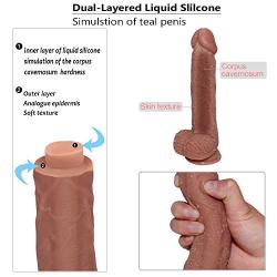 Lfcmf Double Layer Silicone 8.26 Inch Realistic Soft-Ďîldɔ Relax Massage Wand Female Toys