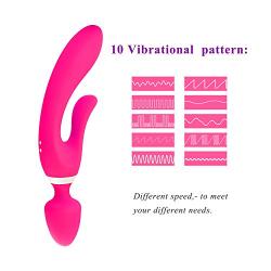 Wireless Magic Handheld Massage Vibrator - 10 Kinds of Vibration Frequency - Waterproof - Ultra-Quiet - USB Magnetic Charging - is a Good Helper for Travel (RT-Rose red)