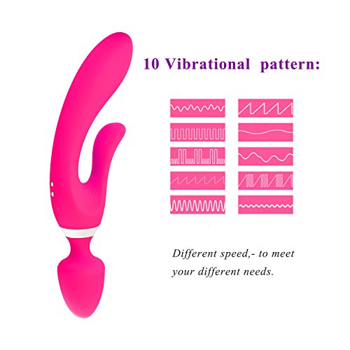 Wireless Magic Handheld Massage Vibrator - 10 Kinds of Vibration Frequency - Waterproof - Ultra-Quiet - USB Magnetic Charging - is a Good Helper for Travel (RT-Rose red)
