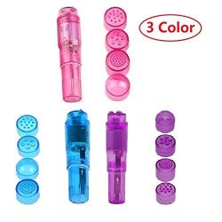 Finever 3Pc Mini Massager Handheld with 4 Heads Pocket Vibrating Pen for Face, Neck, Head,Back Pink Blue and Purple