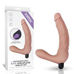 Hands Free Play Strapless Powerful Rotating Rabbit Thruster for Women Remote Control Strap On Lesbian Double Ended Toys Realistic Silicone