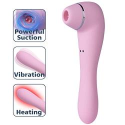 REALGIRL Clitoral&Nipple Sucking Vibrator G Spot Vibrator &Stimulator Dual Adult Sex Toy, 8 Vibration Modes Vagina Massager Waterproof Vibrating Dildo Rechargeable Massager for Solo Masturbation and