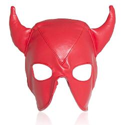 Leather Bondage Mask, Full Face Mask Mouth Gag Head Hood, Adults BDSM Sex Toys