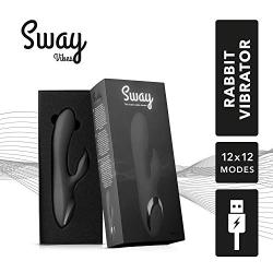 Sway Vibes No. 2 Vibrant Toy Black Therapeutic Cordless Vibrator with 12 Multi-Speed Vibration Modes. 22,5 cm, G Spot Vibrator Stimulator- Discreet Packaging