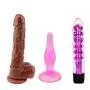 Sex Talk 3PC Brown Dildo Vibrator And Anal Waterproof Flexible Huge Penis With And Strong Suction Cup Sex Product Toy For Women Sex Talk 3PC Brown Dildo Vibrator And Anal Waterproof Flexible Huge Penis With And Strong Suction Cup Sex Product Toy For Women