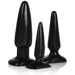 CalExotics Colt Anal Trainer Kit - 3 Piece Male Butt Plug Set - Waterproof Fetish Sex Toys for Couples - Black