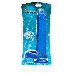 Si Novelties Cock with Balls Suction, Blue, 9 Inch, 19.36 Ounce