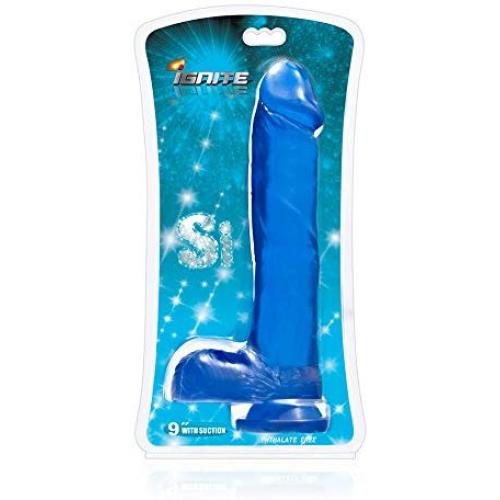 Si Novelties Cock with Balls Suction, Blue, 9 Inch, 19.36 Ounce