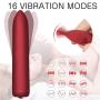 Bullet Vibrators, Xocity, Protable Adult Sex Toy with 16 Vibration Modes for Travel Clitoral Stimulation with Silicone Attachment Case, Waterproof Vibrator for Men Women Couples, Frosted Red