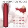 Bullet Vibrators, Xocity, Protable Adult Sex Toy with 16 Vibration Modes for Travel Clitoral Stimulation with Silicone Attachment Case, Waterproof Vibrator for Men Women Couples, Frosted Red