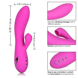 Calexotics SE-4350-45-3 California Dreaming Malibu Minx Silicone Rabbit Vibrator with Suction, Pink