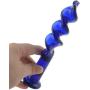 Wowlife Sex Toy, Blue Screw Thread Round Glass Dildo Crystal Penis for Couple Lover