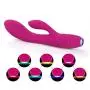 Rabbit G-Spot Dildo Vibrator Vagina Clitoris Stimulator for Women, IMIMO Rechargeable Vibrating Silicone Rabbit Vibe Adult Sex Toys with LED Multicolor Light on Diamond Patterned Textured Base
