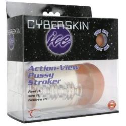 CyberSkin Ice Action-View Pussy Stroker for Intense Stimulation Lifelike Vagina Male Masturbator Crystal Sex Toys