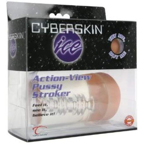 CyberSkin Ice Action-View Pussy Stroker for Intense Stimulation Lifelike Vagina Male Masturbator Crystal Sex Toys