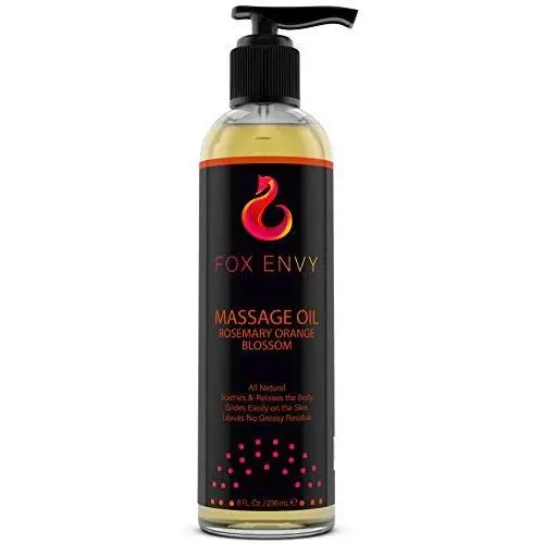 Massage Oil for Men and Women - Orange Blossom Scent with Rosemary - Body Gel That Enhances Stimulation with Coconut & Jojoba Oils - No Greasy Residue - 8 FL OZ Massage Oil for Men and Women - Orange Blossom Scent with Rosemary - Body Gel That Enhances Stimulation with Coconut & Jojoba Oils - No Greasy Residue - 8 FL OZ