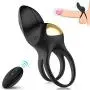 Vibrating Dual Cock Rings Sex Toys for Men with 10 Vibration Modes, Adorime Silicone Wireless Remote-Control Male Enhancing Penis Ring & Tongue Clitoral Vibrators Vibes Stimulators for Couples Vibrating Dual Cock Rings Sex Toys for Men with 10 Vibration Modes, Adorime Silicone Wireless Remote-Control Male Enhancing Penis Ring & Tongue Clitoral Vibrators Vibes Stimulators for Couples
