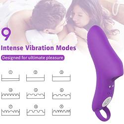 G Spot Finger Vibrator, PALOQUETH Personal Vibrator Clitoris Massager Sex Toy for Couples with 9 Powerful Vibration Textured Head for Intense Stimulation, Waterproof Wireless Remote Rechargeable