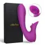 Adorime G-Spot Vibrator with Tongue Stimulator, Adjustable 3 Speeds Clitoris Massager & 9 Vibration Patterns Dildo Vibrator Dual Stimulation Rechargeable Waterproof Sex Toy for Women