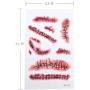 Tinuos Horror Realistic Fake Bloody Wound Stitch Scar Scab Waterproof Temporary Tattoo Sticker Halloween Masquerade Prank Makeup Props-5PC