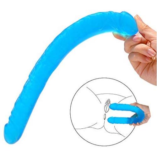 MATATA Realistic 13.2 Inch Double Dildo Dong Fake Penis Adult Sex Toys for Female Masturbation(Blue)