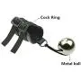 Men Leather Cock Rings Penis Stretcher Strap Ball Stretcher Penis Exercise Weight Tensioner Lock Ring Metal Ball Heavy Weight Hanger