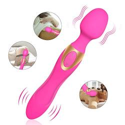 G-Spot Waterproof USB Rechargeable Dual Motors Dildo Vibrator for Clitoral Stimulator, 10 Powerful Vibrations for Wand Massager Stick, Adult Sex Toys for Women Men Male Female Couples Play, Pink