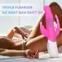 Rabbit G-spot Vibrator-Rotating&Vibrating Dildo Vibrators 3 Stimulations for Clitoris Anal and Vagina, with 7 Powerful Vibrations and 3 Speed Rotating Beads Rechargeable, Waterproof 3 in 1 Sexy Toy