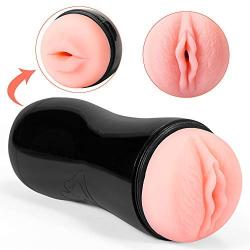 Male Masturbator Cup-Allovers Pocket Pussy Masturbation Stroker with 3D Realistic Vagina and Sexy Mouth 2 in 1 Adult Sex Toys for Intense Stimulation，Any Size Masturbation