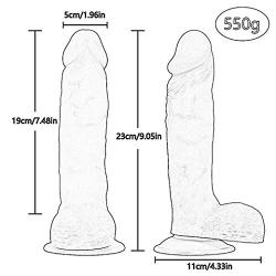 HYLHYL5-F Stràp ón fór pěggìng, 9 inch Male or Men Silicone Toys Pleasure Toy Huge Big Size Thick Flexible Medical-Grade Stick | Diameter 5cm/1.96iches