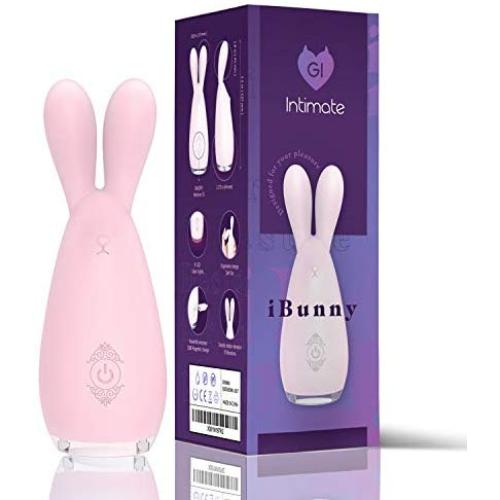 G.I Intimate iBunny Mini Massager & Rabbit Vibrator for Women | Portable & Cordless Womens Wand | Soft & Adjustable Ears with 2 Motors for Extra Stimulation | LED Lights & 9 Powerful Vibration Modes