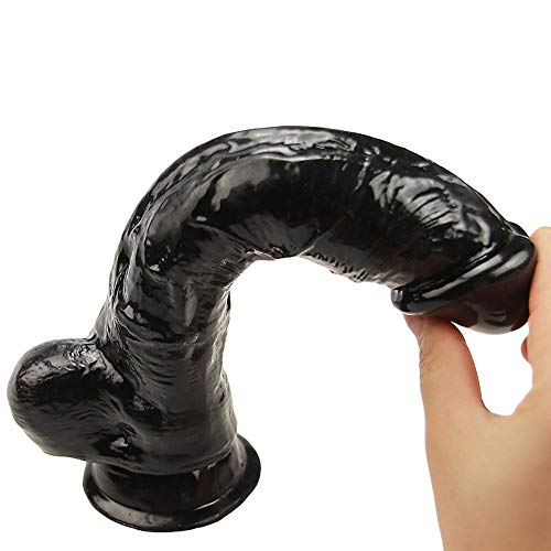 Zlolia Healthy Vibes Huge Black Thick Realistic Dildo with Balls - Lifelike Dong with Suction Cup - Oversized Body Safe Penis Shaped Sex Toy