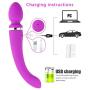 Cordless Wand Massager 10 Powerful 20 Modes, Hand-held Personal Full Body Back Neck Shoulder Massager Rechargeable Waterproof - Soft Touch -8.8 inches - 1.4 inches - Bathroom Accessories