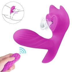 Remote Control G-Spotter Wearable Vibrantor 10 Vibration Modes & Suking Function Silicone Waterproof USB Rechargeable for Women Couples(Purple)