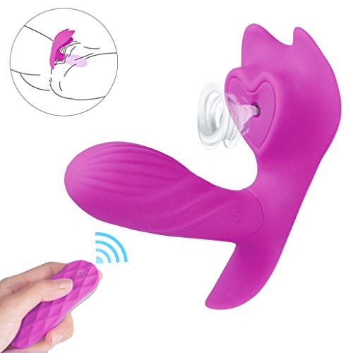 Remote Control G-Spotter Wearable Vibrantor 10 Vibration Modes & Suking Function Silicone Waterproof USB Rechargeable for Women Couples(Purple)