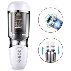 Mxfpjav Male Tshirt- Male Training Sleeve Silicone Thrusting Endurance Trainer Waterproof Massager with 10 Strong Suction and Vibration Automatic Modes -Underwear