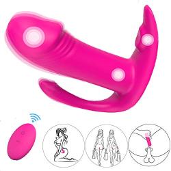 Wearable Dildo Vibrator, Proxoxo Waterproof G spot Vibrator, Rechargeable Vagina Anal Stimulation Massager Remote 9 Vibration Modes Adult Sex Toy for Women Couples (Rose)