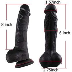 8 Inch Black Silicone Realistic Toys Waterproof Tools for Women Female