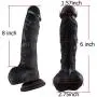 8 Inch Black Silicone Realistic Toys Waterproof Tools for Women Female 8 Inch Black Silicone Realistic Toys Waterproof Tools for Women Female