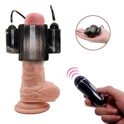 Dual Vibrating Penis Sheath Vibrator -2 Massage Methods Male Masturbator 12 Vibration Modes Waterproof Bullet Vibrator with Remote Control