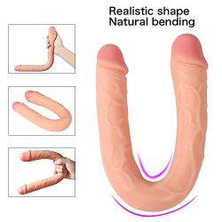 JSCRlove 16 Inch Long Double Ended Headed Soft-Ďîldɔ Realistic Dual Density Toy Beginners Lifelike Suction Cup Tools Women Sweater