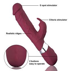 G Spot Rabbit Vibrator, CARREIOU Realistic Silicone Dildo Vibrator Sex Toy for Clitoris Stimulation, Waterproof & Rechargeable Dual Motors 7 Vibrations Stimulator for Women or Couple Fun