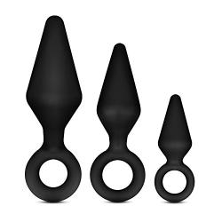 Anal Butt Plugs Training Kit- Three Sizes Starter Set - Anal Beginner Set - Platinum Silicone Buttplugs - Sex Toys for Women and Men - Sex Toys for Couples (Black)