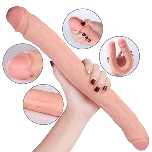 BlsesJoy 111-15 Inch Soft Silicone Double Headed D!ldɔs Relaxation Massager