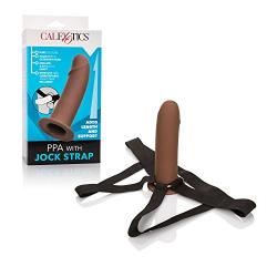 CalExotics 3 Inch PPA With Jock Strap – Male Extension Penis Enhancement Sleeve with Support Ring – Sex Toys for Men and Couples - Brown