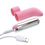 Adam & Eve Powerful 10 Speed Rechargeable Silicone Finger Bullet Vibe - Pink