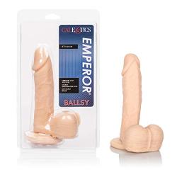 CalExotics Emperor Ballsy – PureSkin Pegging Dildo with Suction Cup Base – Hand Sculpted Waterproof Probe with Moveable Balls - Ivory