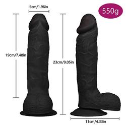 Aixidvv 9.05 Inch Realistic D-d Ultra-Soft D-d for Beginners with Curved Shaft and Balls for G-s-p-t and Play (Color : Black)