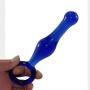Glow Castle Crystal Glass Pleasure Wand Dildo Penis - Dark blue love